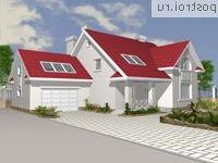 W-242-1K проект одноэтажного дома из кирпича с мансардой и гаражом размером 13 на 17 