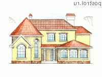 W-279-1K проект двухэтажного дома из кирпича размером 18 на 17  - вид спереди