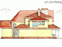 W-279-1K проект двухэтажного дома из кирпича размером 18 на 17  - вид слева