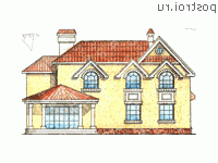 W-279-1K проект двухэтажного дома из кирпича размером 18 на 17  - вид сзади