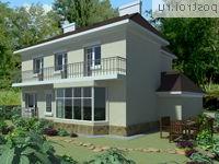 W-402-1K проект двухэтажного дома из кирпича с цоколем и гаражом размером 15 на 14 