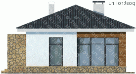 X-080-1P проект одноэтажного дома из пеноблока размером 10 на 8  - вид слева