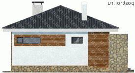 X-080-1P проект одноэтажного дома из пеноблока размером 10 на 8  - вид справа