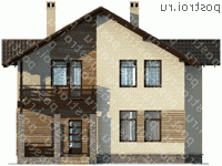 X-150-1P проект двухэтажного дома из газобетона размером 10 на 10  - вид спереди