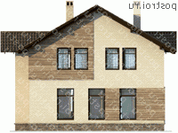 X-150-1P проект двухэтажного дома из газобетона размером 10 на 10  - вид сзади