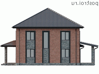 X-189-1P проект двухэтажного дома из пеноблоков с гаражом размером 13 на 16 - вид слева