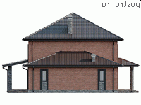 X-189-1P проект двухэтажного дома из пеноблоков с гаражом размером 13 на 16 - вид справа