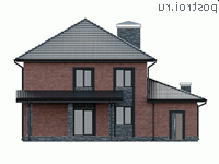 X-189-1P проект двухэтажного дома из пеноблоков с гаражом размером 13 на 16 - вид сзади