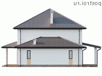 X-189-2P проект двухэтажного дома из пеноблоков с гаражом размером 13 на 16 - вид справа X-189-2P проект двухэтажного дома из пеноблоков с гаражом размером 13 на 16 - вид справа