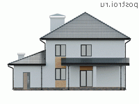 X-189-2P проект двухэтажного дома из пеноблоков с гаражом размером 13 на 16 - вид сзади X-189-2P проект двухэтажного дома из пеноблоков с гаражом размером 13 на 16 - вид сзади