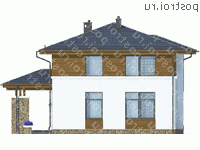 X-194-2P проект двухэтажного коттеджа из пенобетона размером 13 на 12  - вид слева