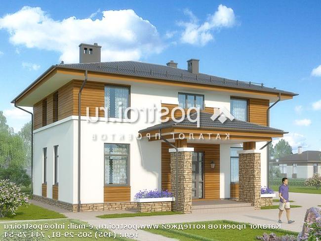 X-194-2P проект двухэтажного коттеджа из пенобетона размером 13 на 12 