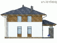 X-194-2P проект двухэтажного коттеджа из пенобетона размером 13 на 12  - вид справа