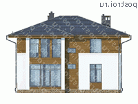 X-194-2P проект двухэтажного коттеджа из пенобетона размером 13 на 12  - вид сзади