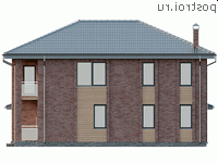X-205-1P проект двухэтажного дома из пенобетона размером 12 на 13 - вид слева