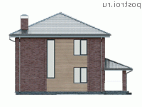 X-205-1P проект двухэтажного дома из пенобетона размером 12 на 13 - вид сзади