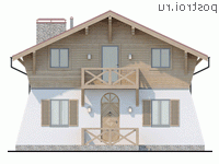 Y-105-1P проект двухэтажного коттеджа из пенобетона размером 10 на 8 - вид спереди