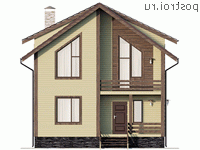 Y-107-1P проект двухэтажного коттеджа из пенобетона размером 8 на 9 - вид спереди