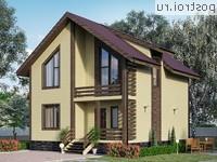 Y-107-1P проект двухэтажного коттеджа из пенобетона размером 8 на 9