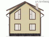 Y-107-1P проект двухэтажного коттеджа из пенобетона размером 8 на 9 - вид сзади