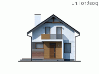 Y-111-1P проект двухэтажного коттеджа из пенобетона размером 7 на 10 - вид спереди