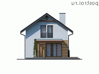 Y-111-1P проект двухэтажного коттеджа из пенобетона размером 7 на 10 - вид сзади