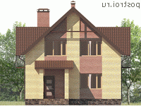 Y-116-1P проект двухэтажного коттеджа из пенобетона размером 9 на 10 - вид спереди Y-116-1P проект двухэтажного коттеджа из пенобетона размером 9 на 10 - вид спереди