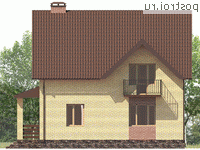 Y-116-1P проект двухэтажного коттеджа из пенобетона размером 9 на 10 - вид слева Y-116-1P проект двухэтажного коттеджа из пенобетона размером 9 на 10 - вид слева