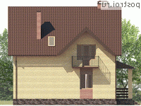 Y-116-1P проект двухэтажного коттеджа из пенобетона размером 9 на 10 - вид справа Y-116-1P проект двухэтажного коттеджа из пенобетона размером 9 на 10 - вид справа
