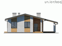 Y-127-1P проект одноэтажного коттеджа из газобетона размером 13 на 15 - вид спереди Y-127-1P проект одноэтажного коттеджа из газобетона размером 13 на 15 - вид спереди