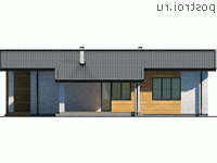 Y-127-1P проект одноэтажного коттеджа из газобетона размером 13 на 15 - вид слева Y-127-1P проект одноэтажного коттеджа из газобетона размером 13 на 15 - вид слева