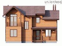 Y-130-1P проект двухэтажного дома из газобетона размером 10 на 10 - вид спереди