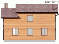 Y-130-1P проект двухэтажного дома из газобетона размером 10 на 10 - вид сзади