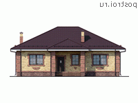 Y-133-1P проект одноэтажного дома из газобетона размером 15 на 11 - вид спереди