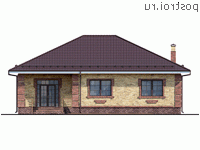 Y-133-1P проект одноэтажного дома из газобетона размером 15 на 11 - вид сзади