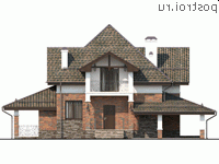 Y-144-1K проект двухэтажного дома из кирпича с гаражом размером 16 на 12 - вид спереди Y-144-1K проект двухэтажного дома из кирпича с гаражом размером 16 на 12 - вид спереди