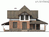 Y-144-1K проект двухэтажного дома из кирпича с гаражом размером 16 на 12 - вид сзади Y-144-1K проект двухэтажного дома из кирпича с гаражом размером 16 на 12 - вид сзади