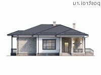 Y-147-1P проект одноэтажного дома из газобетона размером 18 на 16 - вид слева