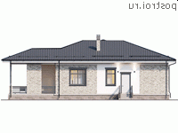 Y-147-1P проект одноэтажного дома из газобетона размером 18 на 16 - вид сзади