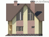 Y-150-2P проект двухэтажного коттеджа из пеноблоков размером 13 на 11 - вид слева