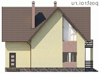 Y-150-2P проект двухэтажного коттеджа из пеноблоков размером 13 на 11 - вид сзади