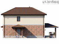 Y-167-1P проект двухэтажного дома из пеноблоков с гаражом размером 13 на 13 - вид спереди