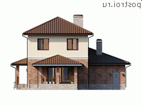 Y-167-1P проект двухэтажного дома из пеноблоков с гаражом размером 13 на 13 - вид слева