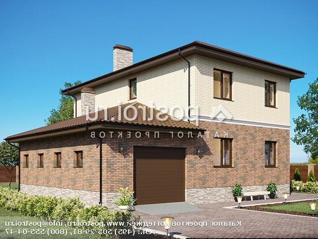 Y-167-1P проект двухэтажного дома из пеноблоков с гаражом размером 13 на 13