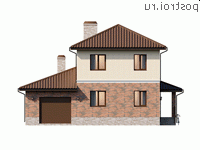 Y-167-1P проект двухэтажного дома из пеноблоков с гаражом размером 13 на 13 - вид справа