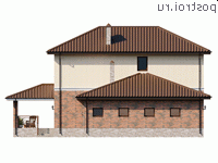 Y-167-1P проект двухэтажного дома из пеноблоков с гаражом размером 13 на 13 - вид сзади