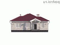 Y-175-1P проект одноэтажного дома из пеноблоков размером 15 на 24 - вид спереди