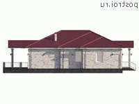 Y-175-1P проект одноэтажного дома из пеноблоков размером 15 на 24 - вид справа
