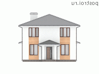 Y-176-2P проект двухэтажного дома из пеноблоков размером 10 на 15 - вид спереди