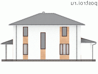 Y-176-2P проект двухэтажного дома из пеноблоков размером 10 на 15 - вид слева